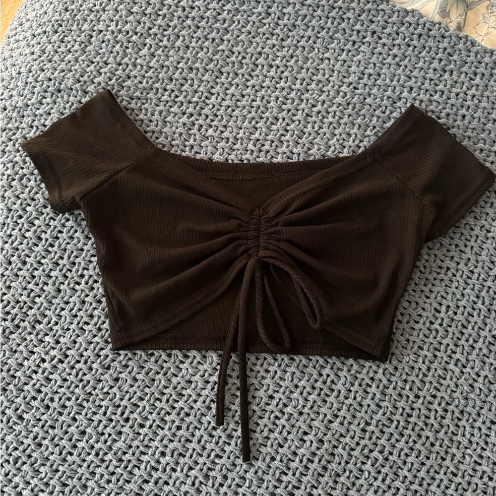 Black Ruched Cropped Top